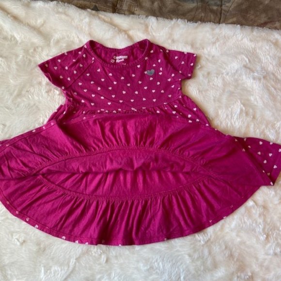 2/$25 OshKosh B'gosh Fuschia with hearts dress Size 24 MTHS - Picture 6 of 8